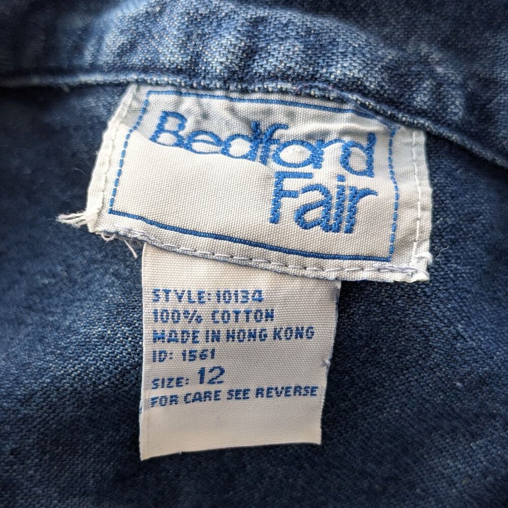 Vintage Bedford Fair denim maxi dress, pockets, long sleeves, button front - Picture 5 of 12